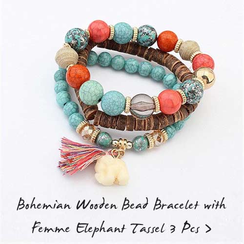 Bohemian colorful wood bead bracelet
